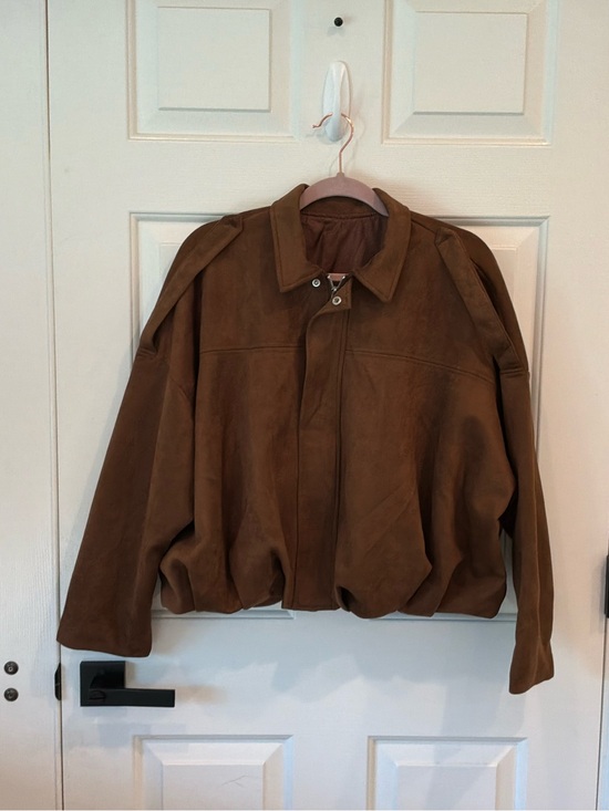 unknown Jackets & Blazers - Women's Brown Suede Bomber Jacket - Classic Casual Style